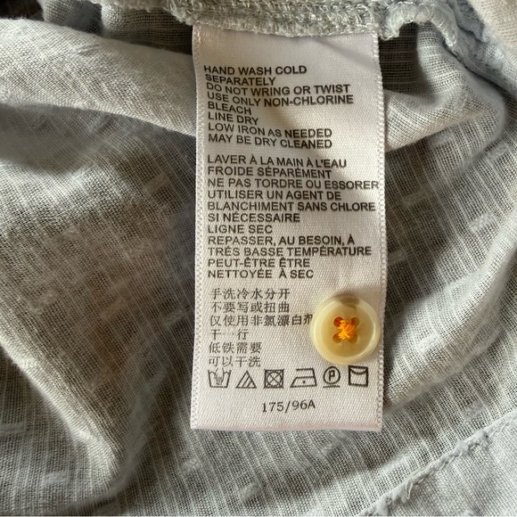 Anthropologie Maeve Pale Blue Christie Embroidered Short Sleeve Button Down 8 - Picture 11 of 13